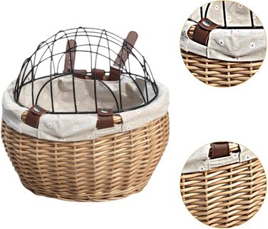 Корзина для велосипеда Perfeclan для тварин (котів та собак), з металевим покриттям, кріпиться на руль, дерев'яного кольору, для прогулянок на велосипеді