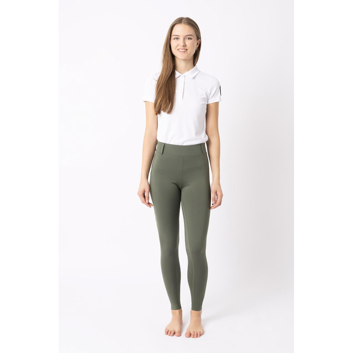 Легінси для верхової їзди HORZE Damen DEA, штани для верхової їзди з повним сидінням та кишенею для телефону (32, Beetle Green)