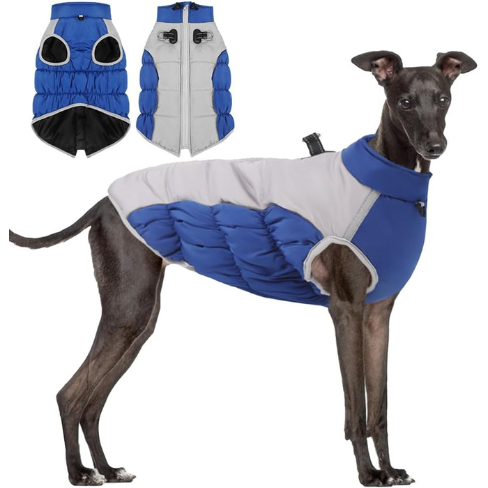 Водонепроникна куртка для собак на зиму - тепла та вітрозахисна. Підходить для собак малих та середніх порід. З D-рингом та світловідбиваючими елементами. (Blue, 3XL)