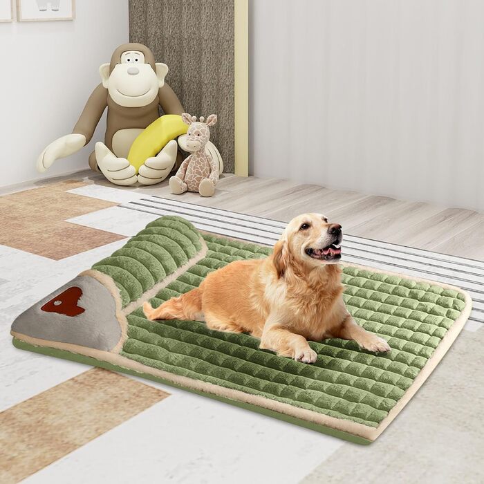Ортопедична подушка для собак, малого та середнього розміру - миється, не слизька з високим бортиком - знімний чохол, лежанка для собак, товста та тепла, зелена