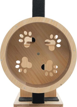 Кігтеточка для котів CareCooo 135 см з 12 стержнів, стабільна, з будиночком, сизаль, захист від перекидання, водонепроникна, для великих котів, коричнево-біла (Натуральний + Чорний + Дерево, XL)