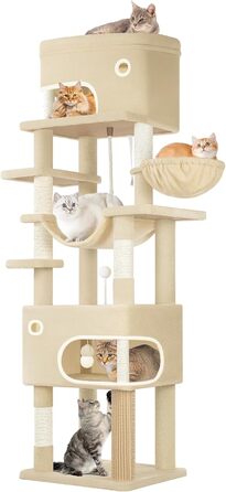 Драбина-кіготь для котів Hzuaneri MS17818SG, 178 см, XXL (60x50x203 см), бежева