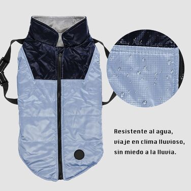 Водонепроникна куртка для собак, тепла куртка для собак з кільцем для повідка - синій/темно-синій, XL