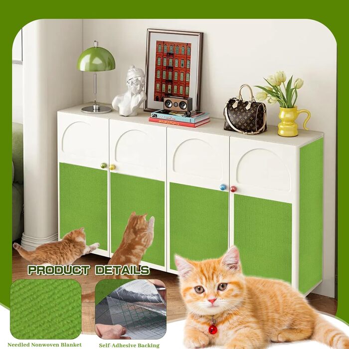 Килимок для дряпання котів, килимок для стіни, 200x40 см, зелений