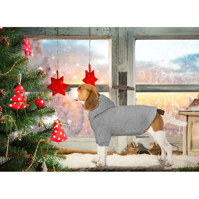 Світшот для собак, теплий та м'який, з капюшоном. Світшоти для маленьких собак (Сірий, розмір S)