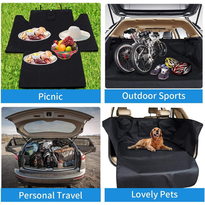 Захист для багажника автомобіля для собак, універсальний, водовідштовхувальний, 185x105x37 см, чорний