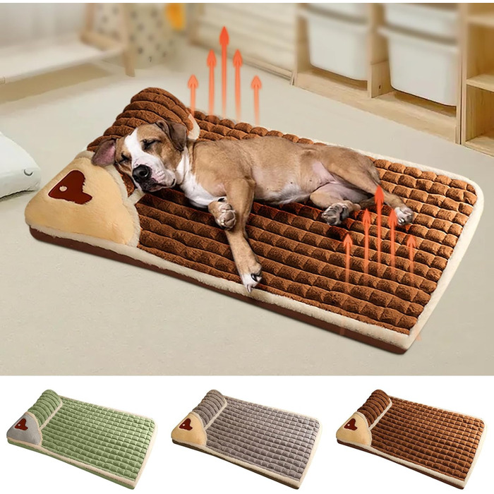 Ортопедичний лежак для собак, малого та середнього розміру - миючий, з неслизьким покриттям та високим бортиком - знімний чохол, килимок для собак, товстий та теплий лежак для домашніх тварин (Кофе)