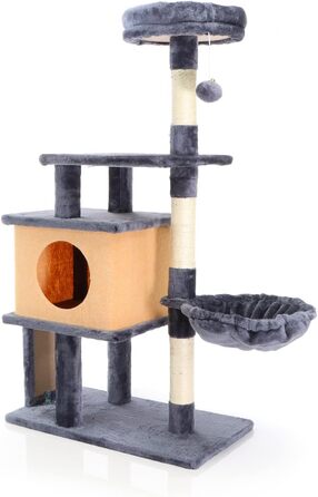 Котячий будиночок з когтеточкою Fudajo, 112 см, з лежаком та платформами