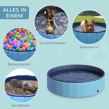 PawHut Dog Pool Великий басейн для собак Дитячий басейн ПВХ Wood Blue Ø140xH30 см ідеально підходить для літа