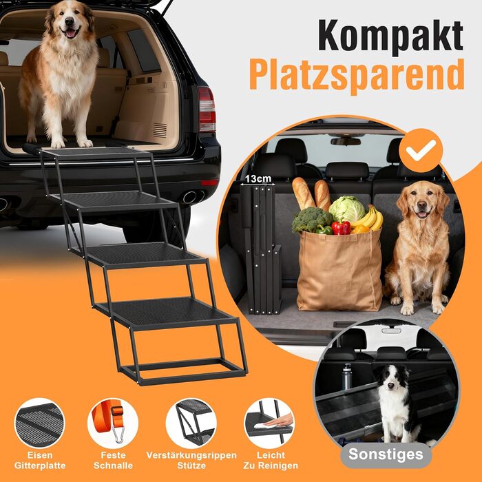 Східці для собак ROTTOGOON, 4-ступеневі, складані, з антиковзкою поверхнею, для автомобіля, SUV та вантажівки