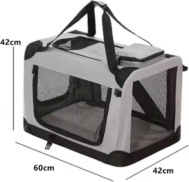 Транспортна сумка для собак і котів, складана переноска з ковдрою, ручками, оксфордська тканина, сталевий каркас, багаторазові дверцята, фіолетовий колір, 60 x 42 x 42 см