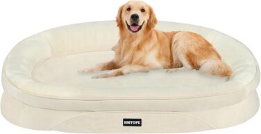 Ортопедичне ліжко для собак, лежанка для собак з валиками, кошик для собак з антиковзною основою, знімне та пральне, для собак середніх та великих порід, 106 x 79 x 17 см, оливковий колір