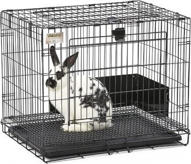 Клітка для кроликів MidWest Wabbitat 151, складна, 64 см, з пластиковим піддоном і металевим дном, чорна