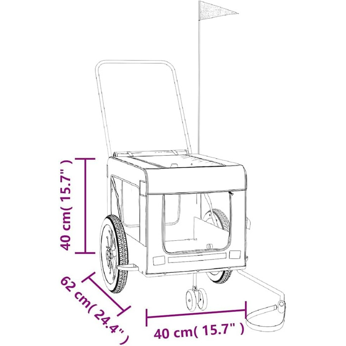 Причіп для велосипеда VidaXL для собак, чорний (120 x 54.5 x 53 см)