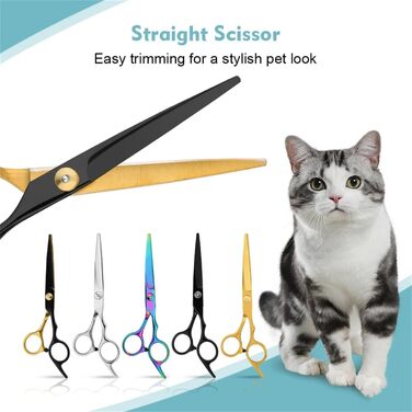 Професійний набір ножиць для собак 6 в 1: 6,6' - ідеально для грумінгу собак, котів та інших тварин. В комплекті: прямі, зубчасті та вигнуті ножиці (чорний + жовтий)