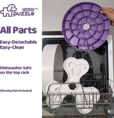 Антишлінговий набір для собак - миска для сухого, вологого та сирого корму | Головоломка для корму для собак для веселих та здорових прийомів їжі | Антишлінговий набір для собак з чотирма лапами, фіолетовий