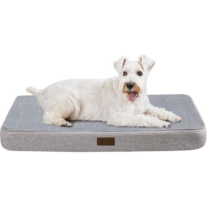 Ортопедичний лежак для собак середнього розміру, лежанка-матрац знімний водовідштовхуючий, з антиковзною основою, розмір M (76,2 x 50,8 x 7,6 см), сірий