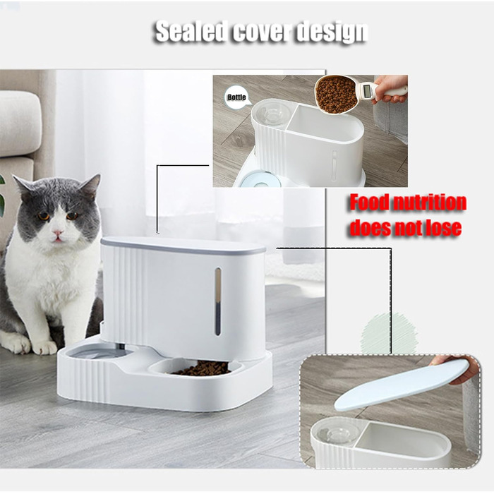 Автоматична годівниця та поїлка Junbec-Pet для котів і собак, гравітаційна, з таймером, набір для сухого корму та води