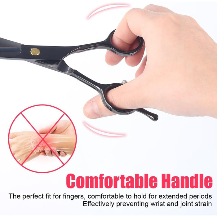 Набір ножиць для собак 7 дюймів, професійний 5-в-1 з нержавіючої сталі, включаючи ножиці для фінальної обробки, вигнуті та прямі ножиці, гребінець для грумінгу, серветка для чищення, кейс для зберігання, регулювальний гвинт, для собак та котів, чорний