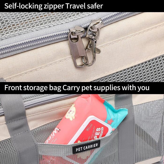 Транспортувальна сумка для котів та маленьких собак, схвалена авіакомпаніями, дихаюча та складна, портативна сумка для подорожей, для бартагамен, цуценят, підвісна сумка, хакі, розмір S