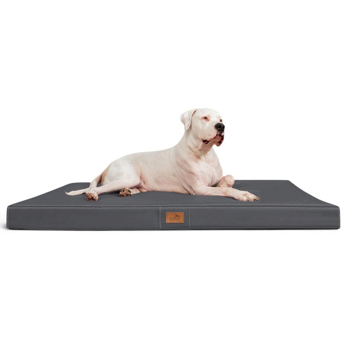 Ортопедичний лежак для собак Tierlando® Oscar Easy CLEAN з екошкіри та віскоеластичної піни, 100x80 см, колір: графіт