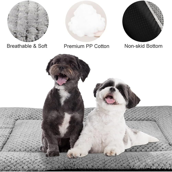Килимок-ліжко для собак Onarway, середній, миючий, пухнастий, 76 x 54 см, для котів, цуценят, середніх тварин, сірий (76 x 54 x 5 см)