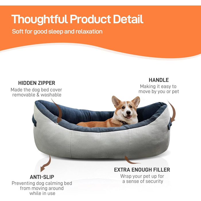 М'яке ліжко для собак Johnear: захист дивану, товсте, неслизьке, 110x105x15 см, сірий колір