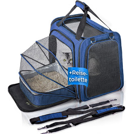 Транспортна переноска для котів You Decide Munich Cat Premium Suite LX (блакитна) з туалетом, складна