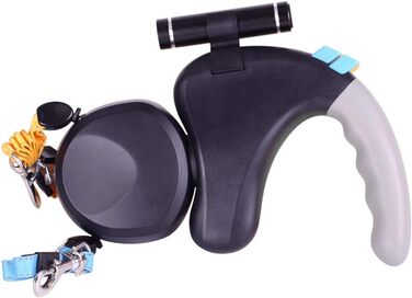 Висувна собача повідка, подвійна повідка для 2 собак, зручна ручка з піни, автоматична повідка, для великих та середніх собак, чорна