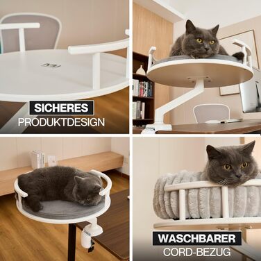 Кішка ліжко Noviclass® LEVI | Платформа для котів | Для столу та підвіконня | 2 ліжка | Cord-дизайн сірий | Міцне та сучасне