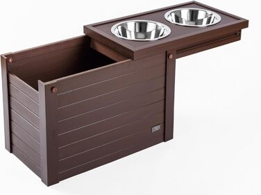 Підвищена годівниця для собак New Age Pet ECOFLEX з двома мисками з нержавіючої сталі та контейнером для зберігання з розсувною кришкою
