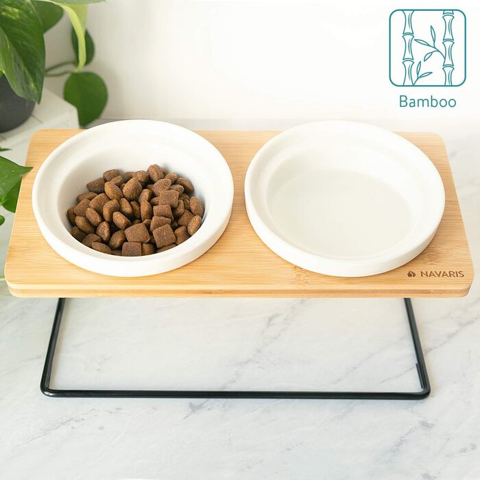 Підвищені годівниці для котів Navaris - 2 годівниці з кераміки - годівниця для котів та собак