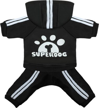 Пуловер для собак LONTEPET з капюшоном, 4 лапи, комбінезон для маленьких собак, цуценят, одяг, теплий светр, зимовий костюм для собак та котів (XL, XXL, чорний)