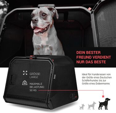 Транспортна переноска для собак 1one1 Origami Medium | Алюмінієва переноска для автомобіля | Складана переноска для собак з тестуванням на аварійність | Переноска для собак з алюмінію та текстилю (Large - до 50 кг)