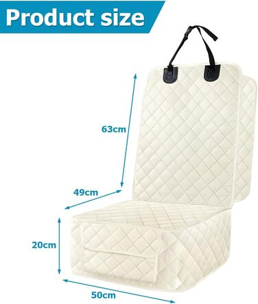 Чохол на автокрісло для тварин JNNJ, водонепроникний, підходить для всіх авто та SUV (бежево-білий)