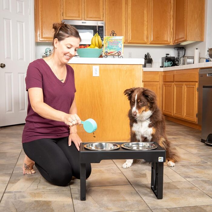Pet Zone Designer Diner регульована підставка з мисками для собак, підвищена, метал, антип ковзання