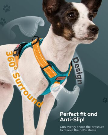 Собачий шлея MIDOG XL, не тягне, відбивні ремені, дихаюча сітка, регульована, синя