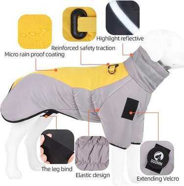 Водонепроникний теплий зимовий одяг для собак - куртка-жилет для собак, теплий одяг для тварин, для катання на лижах (Сірий-Помаранчевий, 3XL)