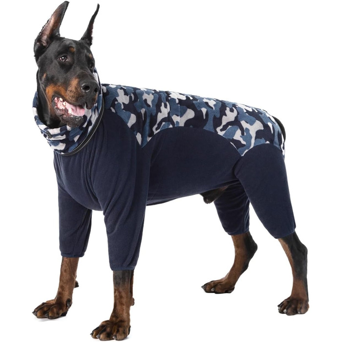 Зимовий комбінезон для собак з блискавкою, D-початком, світловідбиваючими смугами та регульованою протишерстю, вітрозахисна куртка для собак малих, середніх та великих порід, розмір M, блакитний. Розмір M: Довжина спини: 45 см, Обхват грудей: 63 см