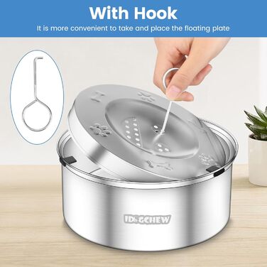 Миска для собак IDOGCHEW з нержавіючої сталі, проти облизування, з неслизьким дном, 1л, срібна