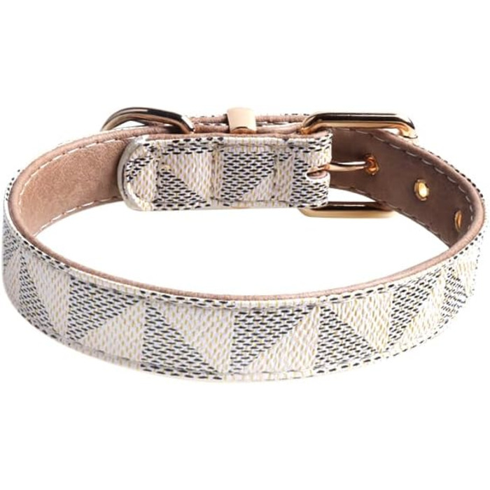 Нашийник для собак та котів Viwind з м'якої шкіри, регульований, повідковий комплект (1.5/2см), білий