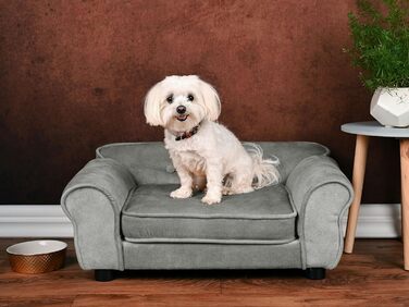 Диван для домашніх тварин MG Design сірого кольору – міцний дерев'яний каркас, м'яке оздоблення, легкий у догляді – диван для собак та котів, готовий до використання.