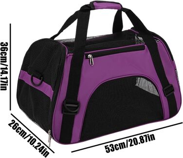 Транспортна сумка для тварин, переноска для котів, водонепроникна, легка, для подорожей, кемпінгу, прогулянок (фіолетова)