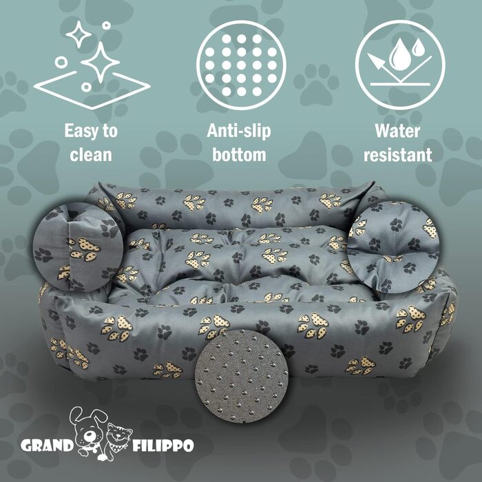 Лежанка для собак - водовідштовхувальна, для маленьких та великих собак, з неслизьким дном, корзина для собак, лежанка для собак (95x75x20, Велика лапа)