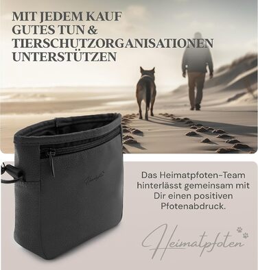 Сумка для ласощів для собак Heimatpfoten® з екошкіри, чорна, S - зручна гасiтна сумка з магнiтною застiвкою