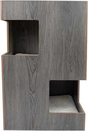 Преміум будиночок для котів з дерева, замок-вежа з лежаками, 50x50x80 см, антрацит