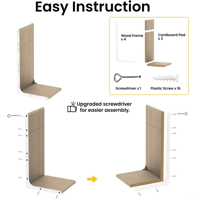 Кігтеточка для котів Conlun, L-подібна, 58 см, білий колір, для захисту меблів