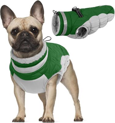 Зимовий теплий одяг для собак - тепла жилетка для маленьких собак, цуценят, чихуахуа. Зимовий костюм для собак (зелений, XS)