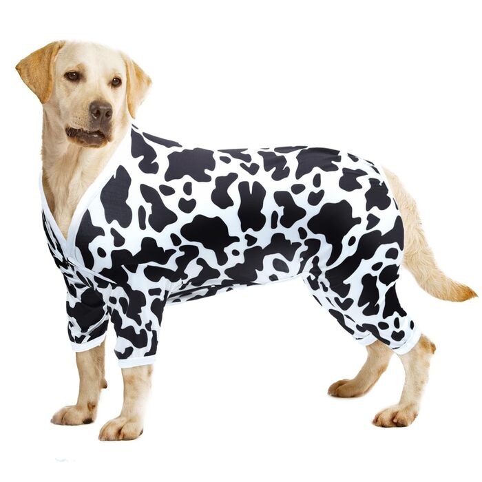 Піжама для собак великих порід CuteBone: для післяопераційний період, з принтом 'корова', розмір M