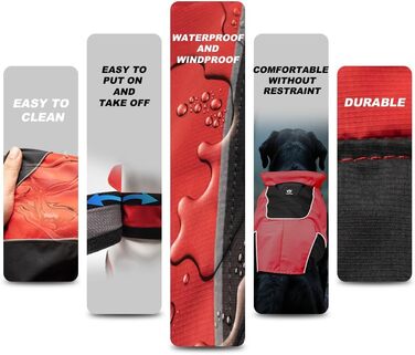 Дощовик для собак TSPRO Premium, червоний, водонепроникний, з світловідбиваючими смугами, для собак малих та середніх порід, розмір M (Обхват грудей 54-69 см, Обхват шиї 45-60 см, Довжина спини 39 см)